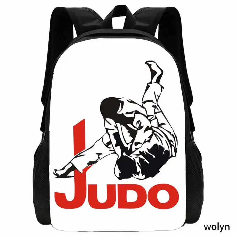 Judo Design Backpack Taekwondo Print Backpack for Child,School Bags for Boy Girls with Karates Print Design Fashion Shoulder Bag