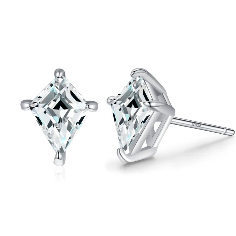 Ailmay Real 925 Sterling Silver Luxury AAAAA Level Sparkling CZ Geometric Stud Earrings For Women Wedding Statement Jewelry Gift