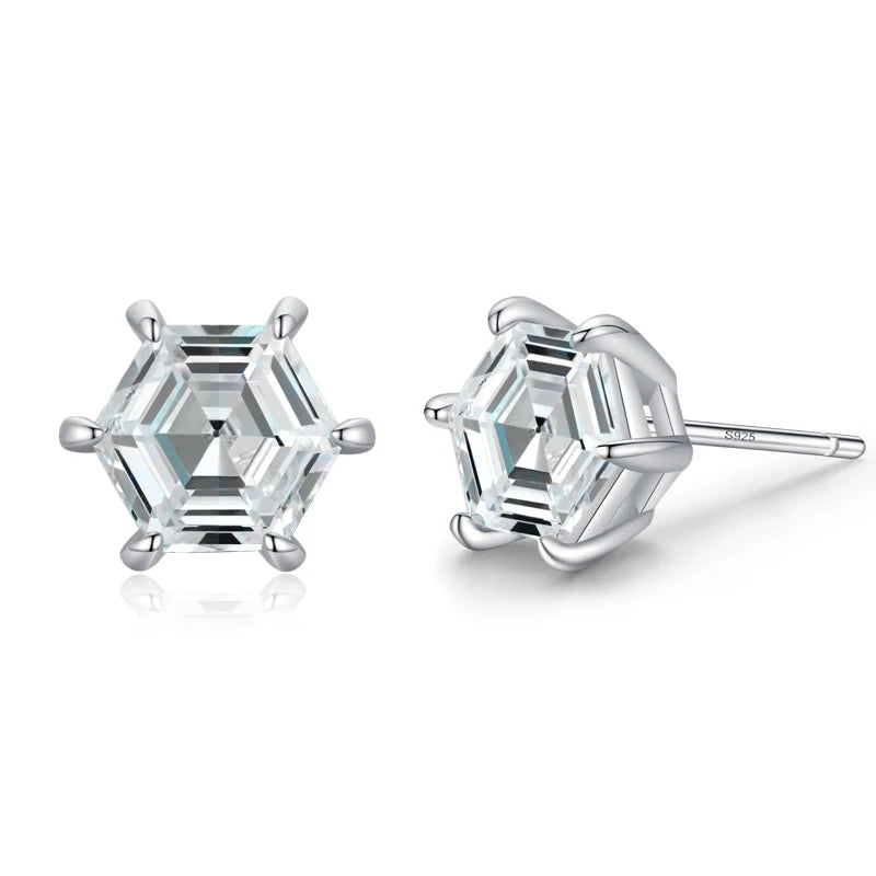 Ailmay Real 925 Sterling Silver Luxury AAAAA Level Sparkling CZ Geometric Stud Earrings For Women Wedding Statement Jewelry Gift