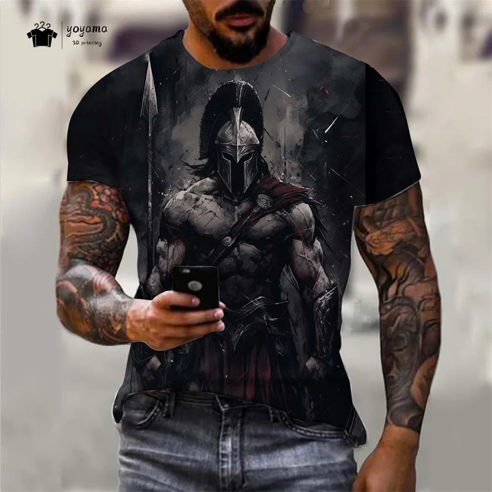 Men's Spartan Warrior T-Shirt 3DPrint Short Sleeve T-Shirt