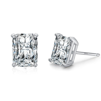 Ailmay Real 925 Sterling Silver Luxury AAAAA Level Sparkling CZ Geometric Stud Earrings For Women Wedding Statement Jewelry Gift