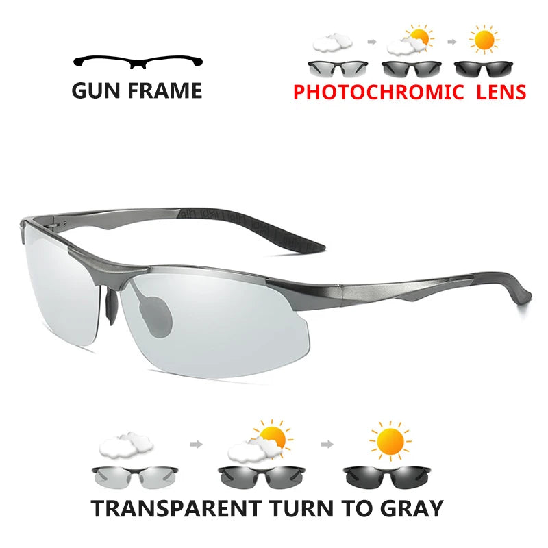 Aluminum HD Polarized Photochromic Sunglasses Men Driving Sun Glasses Male Outdoor Sport Eyewear Anti-UV oculos de sol masculino