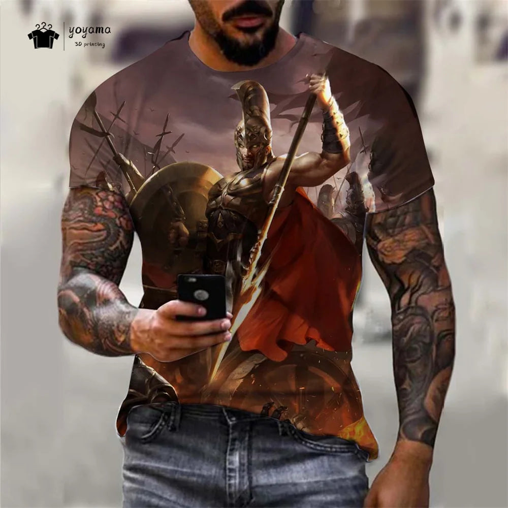 Men's Spartan Warrior T-Shirt 3DPrint Short Sleeve T-Shirt