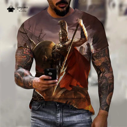 Men's Spartan Warrior T-Shirt 3DPrint Short Sleeve T-Shirt