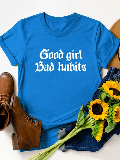 Good Girl Bad Habits Women Short Sleeve T Shirt