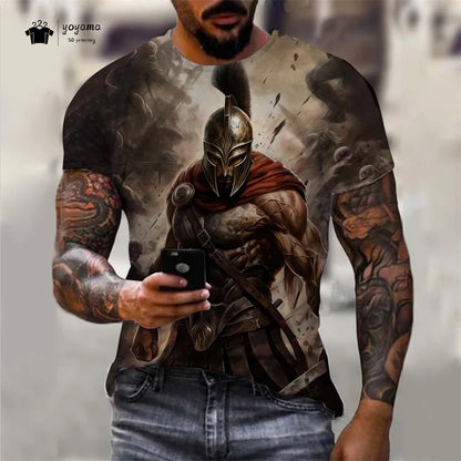Men's Spartan Warrior T-Shirt 3DPrint Short Sleeve T-Shirt
