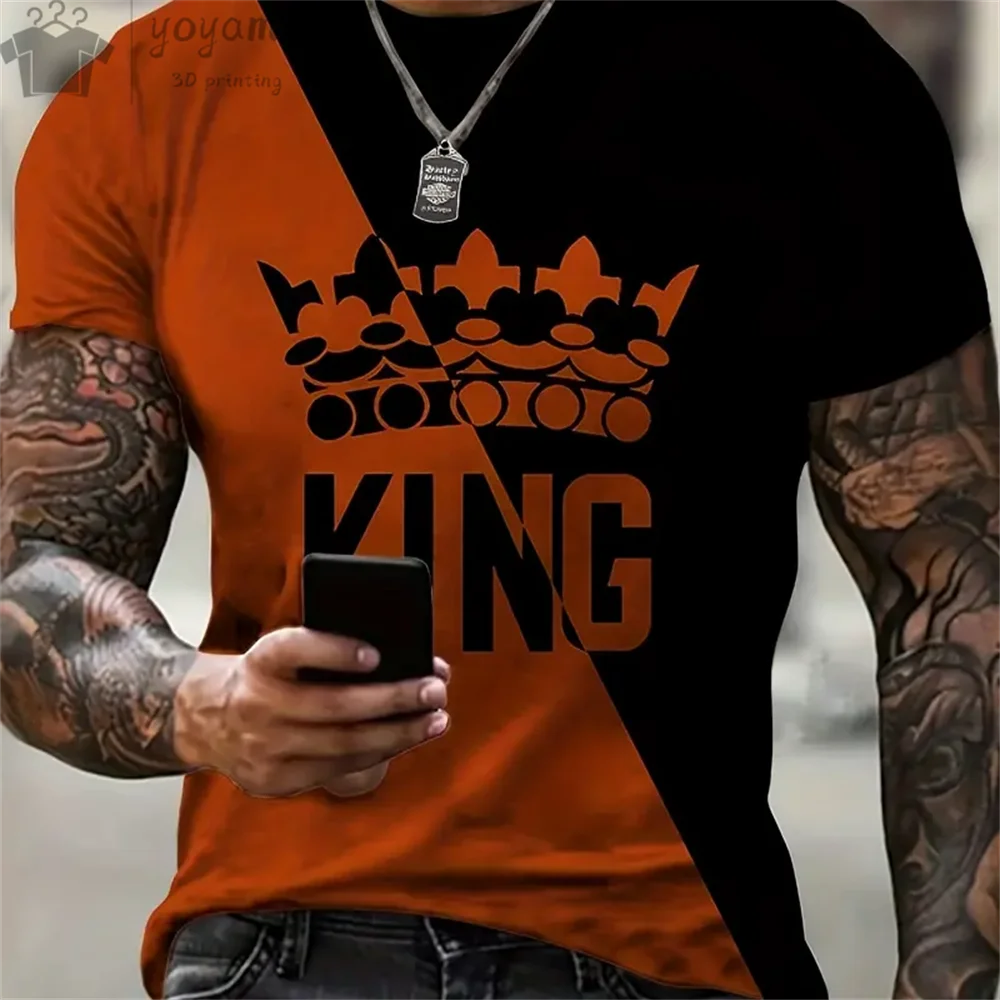Short Sleeve Oversize T-shirt Man Short Sleeve Tee Men's Summer T-shirt King K Print Clothes Men Funny T-shirt O-Neck Tops Tees
