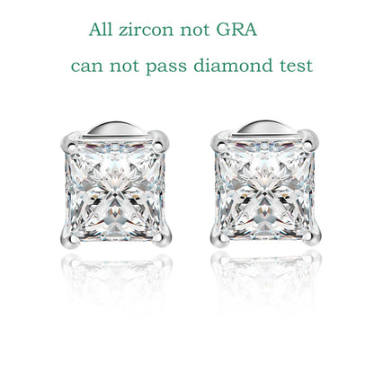 Smyoue Princess Cut 0.4-5CT Moissanite Stud Earrings for Women Men VVS Simulated Diamond Ear Studs 925 Sterling Silver Jewelry