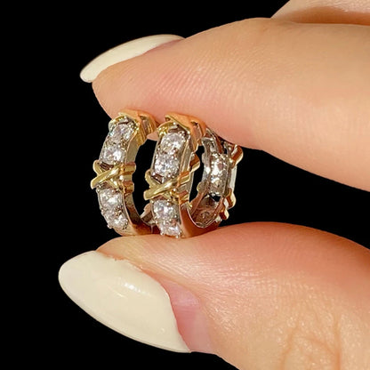 Korean Fashion Simple Zircon X Metal Hoop Earrings For Woman Exquisite Small Circle Earring Ladies Party Accessories