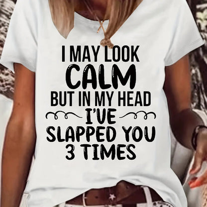 Letter Print T-shirt, Casual Crew Neck Short Sleeve Summer T-shirt, Women's Clothing