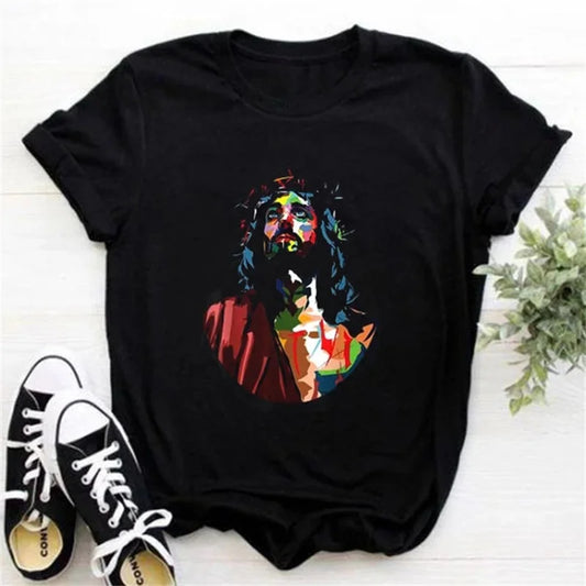 2024 Jesus Is King Letter Print Women T-shirt Christian Faith Hope Love Harajuku T Shirts Religion O-neck Tops Tees Streetwears
