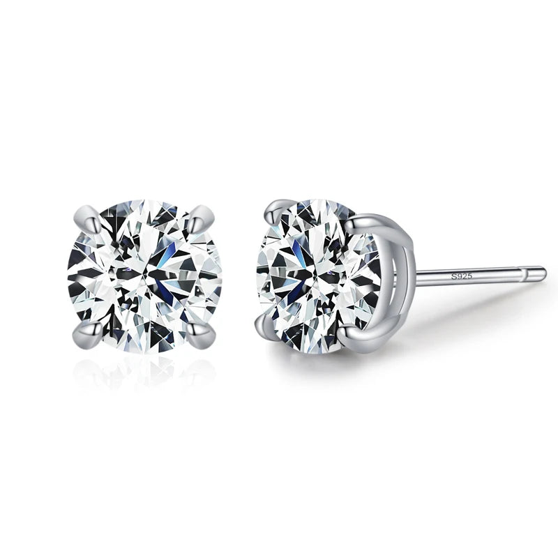Ailmay Real 925 Sterling Silver Luxury AAAAA Level Sparkling CZ Geometric Stud Earrings For Women Wedding Statement Jewelry Gift