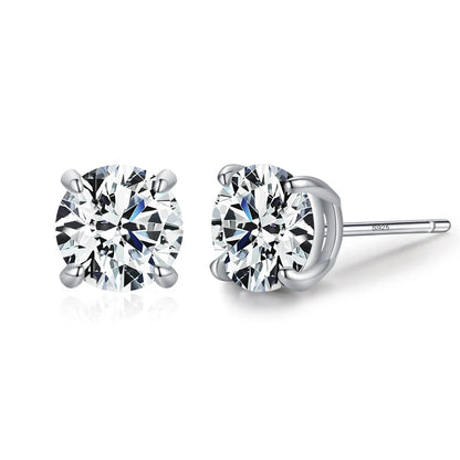 Ailmay Real 925 Sterling Silver Luxury AAAAA Level Sparkling CZ Geometric Stud Earrings For Women Wedding Statement Jewelry Gift