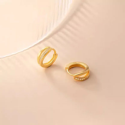 925 Sterling Silver hoop Earrings Temperament Simple Inlaid Zircon for Women Wedding Jewelry Accessories