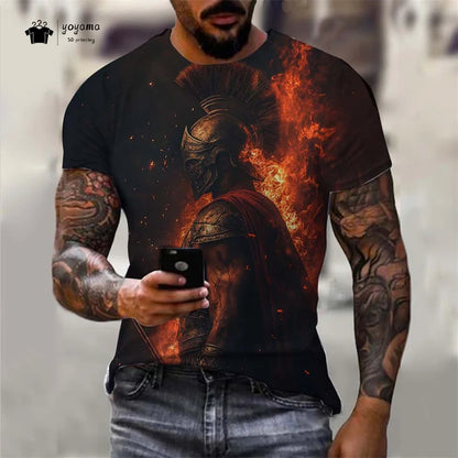 Men's Spartan Warrior T-Shirt 3DPrint Short Sleeve T-Shirt