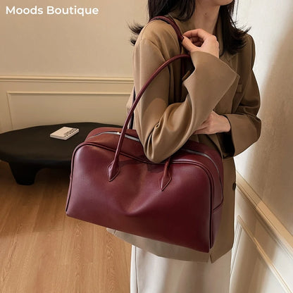 MOODS Oversized Leather Shoulder Bag For Women