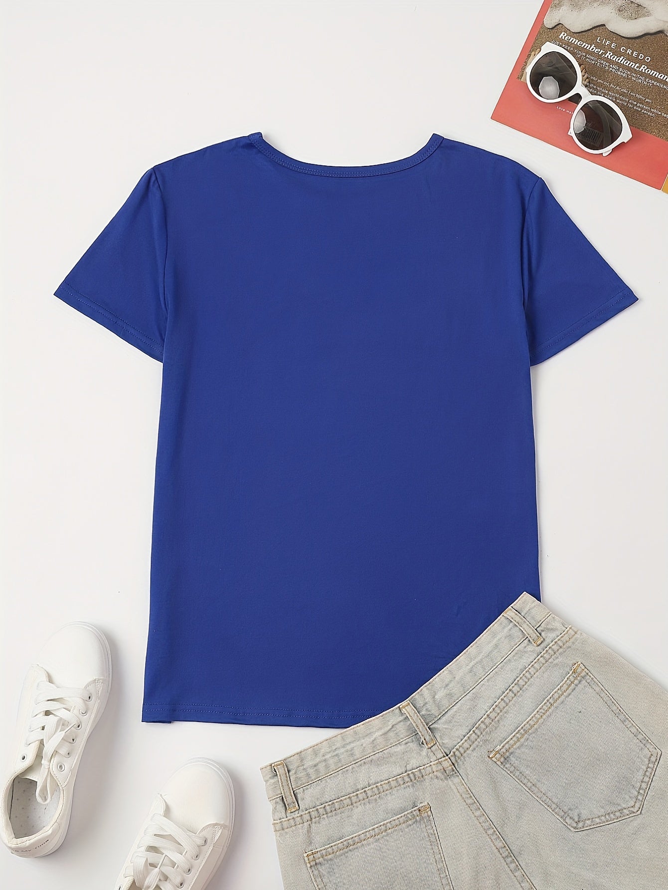 [Casual T-Shirt] Casual Letter Print T-Shirt | Crew Neck Short Sleeve, Women's Clothing